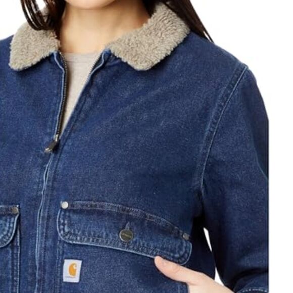 Carhartt Blue Jean Jacket with Sherpa Collar - Picture 3 of 4